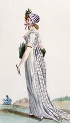 Damen-Spazierkleid, Illustration aus 